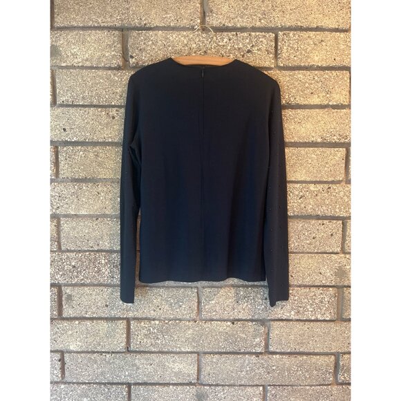 Akris Punto Navy Beaded Long Sleeve Top Womens - Picture 6 of 10